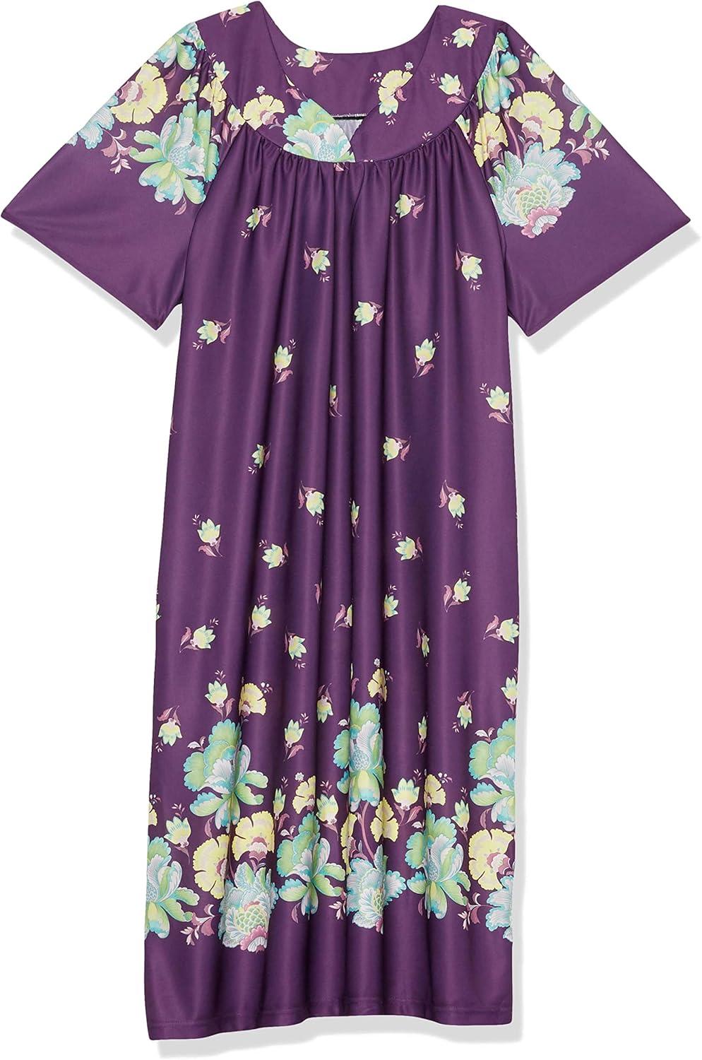 imageAmeriMark Casual Womens Patio Muumuu House Dress Loose Comfortable Short Sleeve Sun Dress Lounger Gown Sleepwear for LadiesConcord Floral