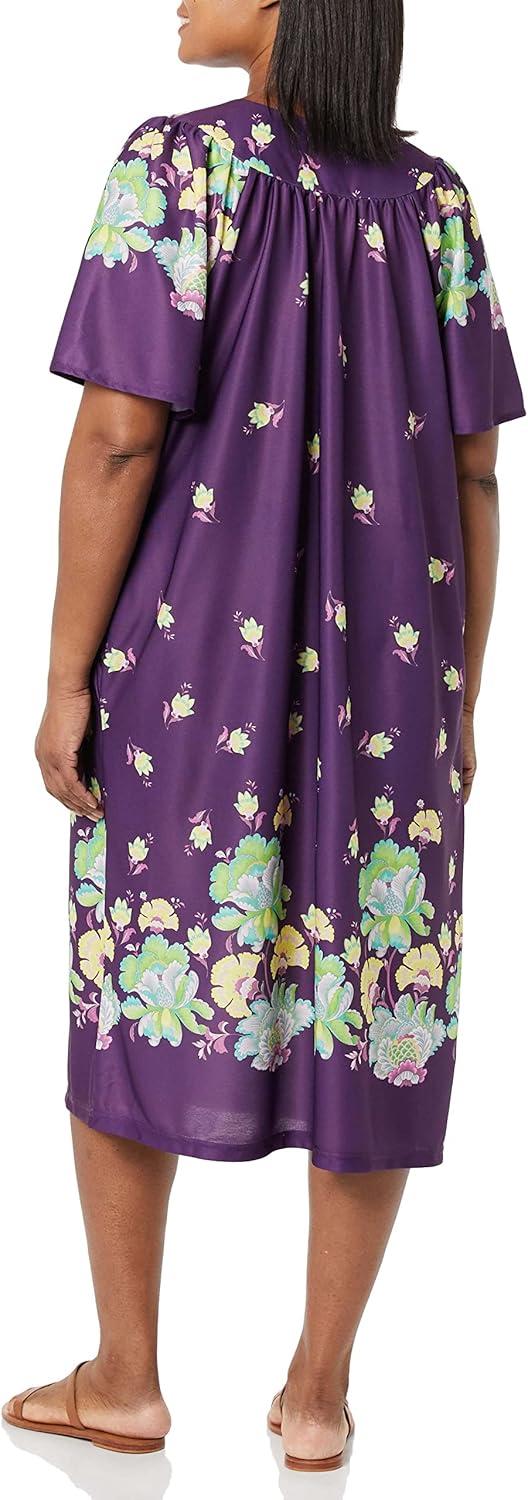 imageAmeriMark Casual Womens Patio Muumuu House Dress Loose Comfortable Short Sleeve Sun Dress Lounger Gown Sleepwear for LadiesConcord Floral