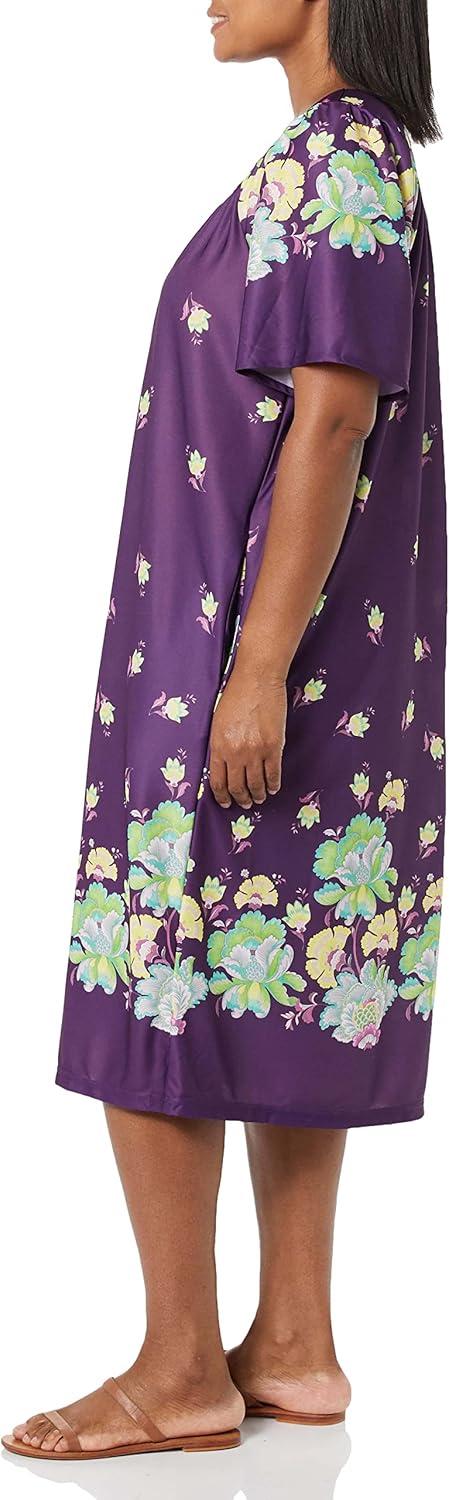 imageAmeriMark Casual Womens Patio Muumuu House Dress Loose Comfortable Short Sleeve Sun Dress Lounger Gown Sleepwear for LadiesConcord Floral