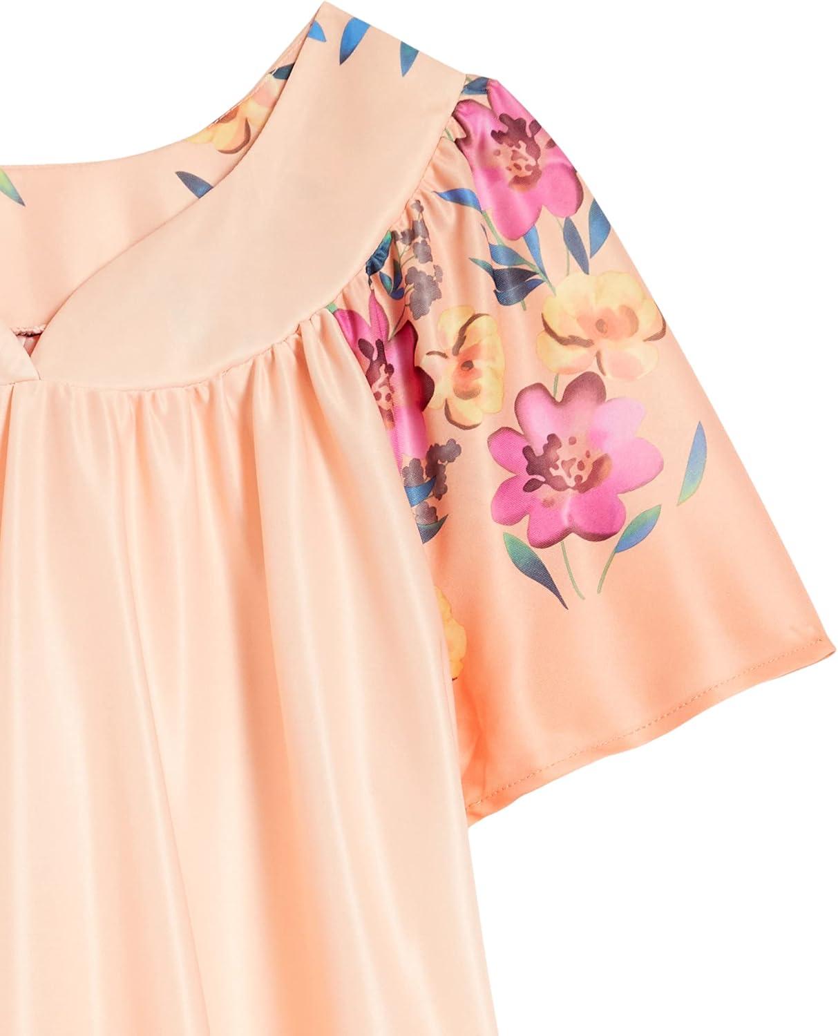 imageAmeriMark Casual Womens Patio Muumuu House Dress Loose Comfortable Short Sleeve Sun Dress Lounger Gown Sleepwear for LadiesCoral Floral Border