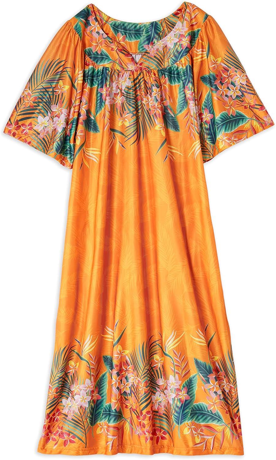 imageAmeriMark Casual Womens Patio Muumuu House Dress Loose Comfortable Short Sleeve Sun Dress Lounger Gown Sleepwear for LadiesCoral Tropical