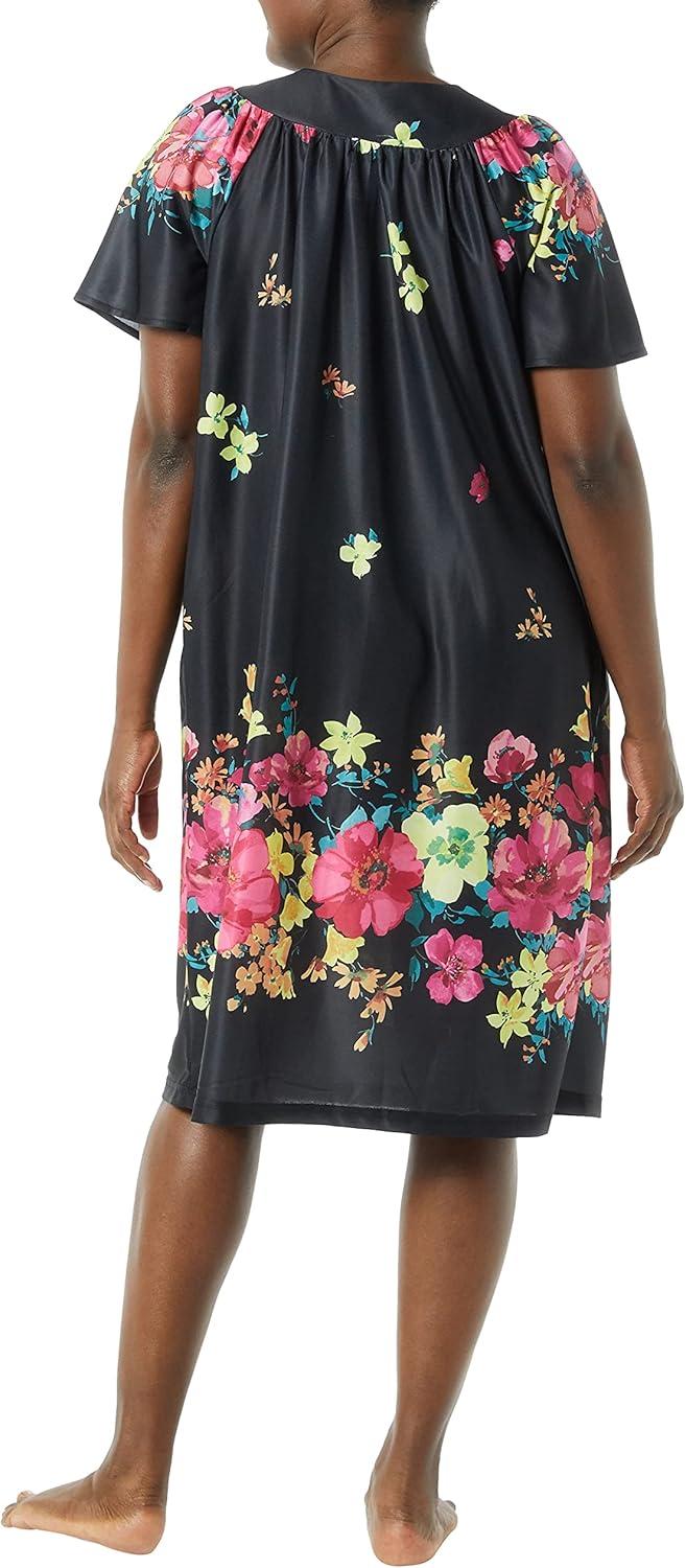 imageAmeriMark Casual Womens Patio Muumuu House Dress Loose Comfortable Short Sleeve Sun Dress Lounger Gown Sleepwear for LadiesEvening Floral