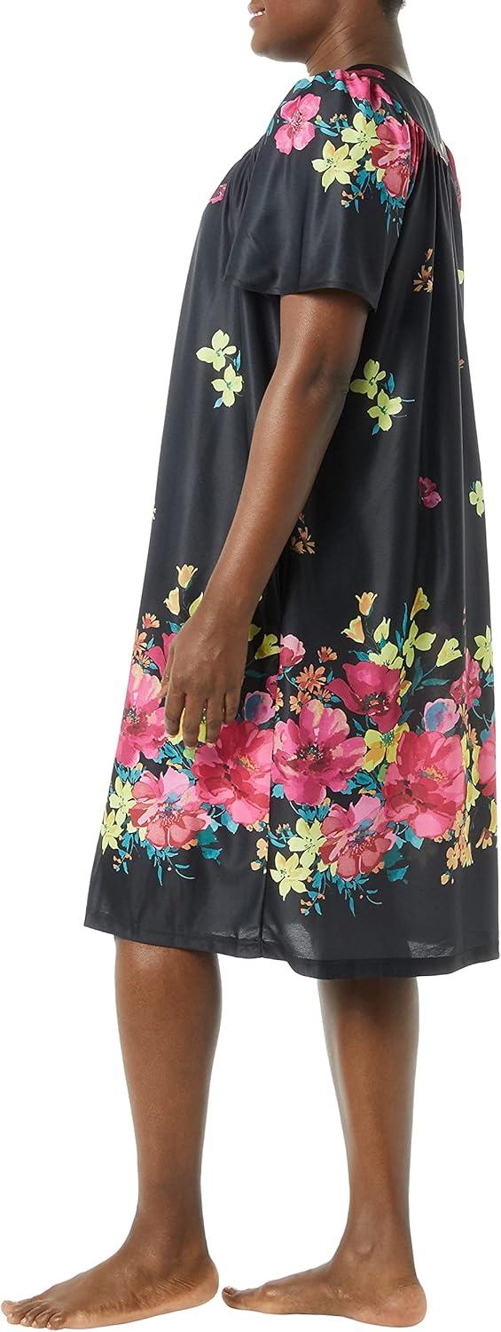 imageAmeriMark Casual Womens Patio Muumuu House Dress Loose Comfortable Short Sleeve Sun Dress Lounger Gown Sleepwear for LadiesEvening Floral