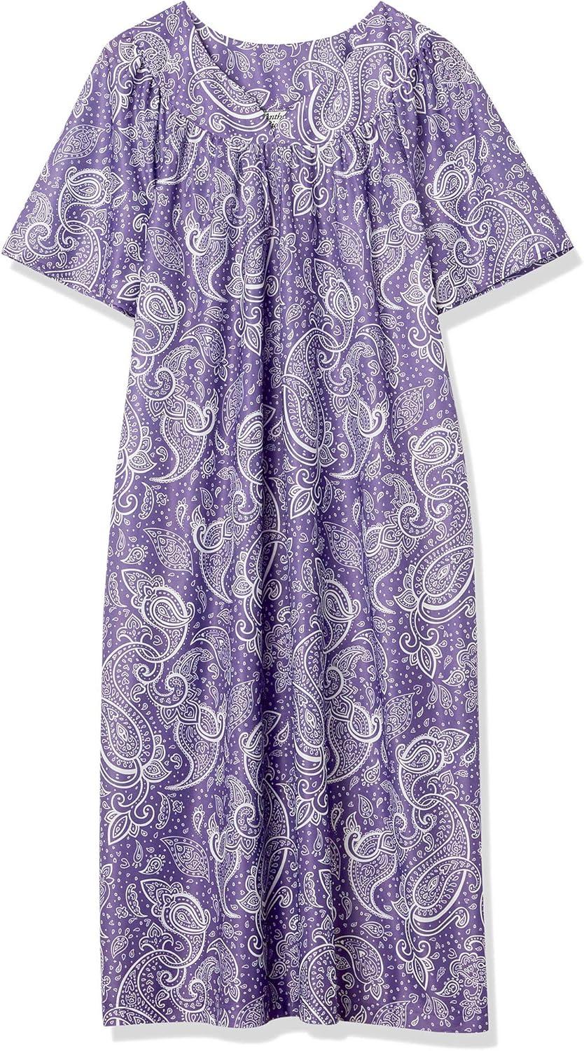 imageAmeriMark Casual Womens Patio Muumuu House Dress Loose Comfortable Short Sleeve Sun Dress Lounger Gown Sleepwear for LadiesIris Paisley