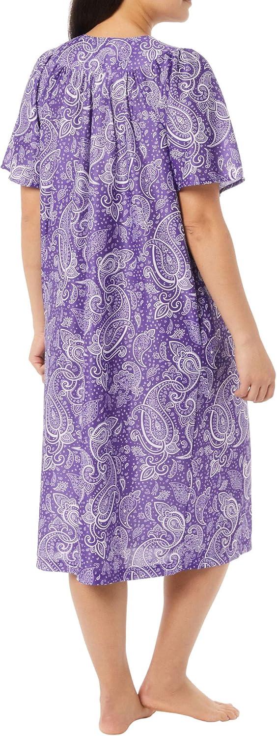 imageAmeriMark Casual Womens Patio Muumuu House Dress Loose Comfortable Short Sleeve Sun Dress Lounger Gown Sleepwear for LadiesIris Paisley