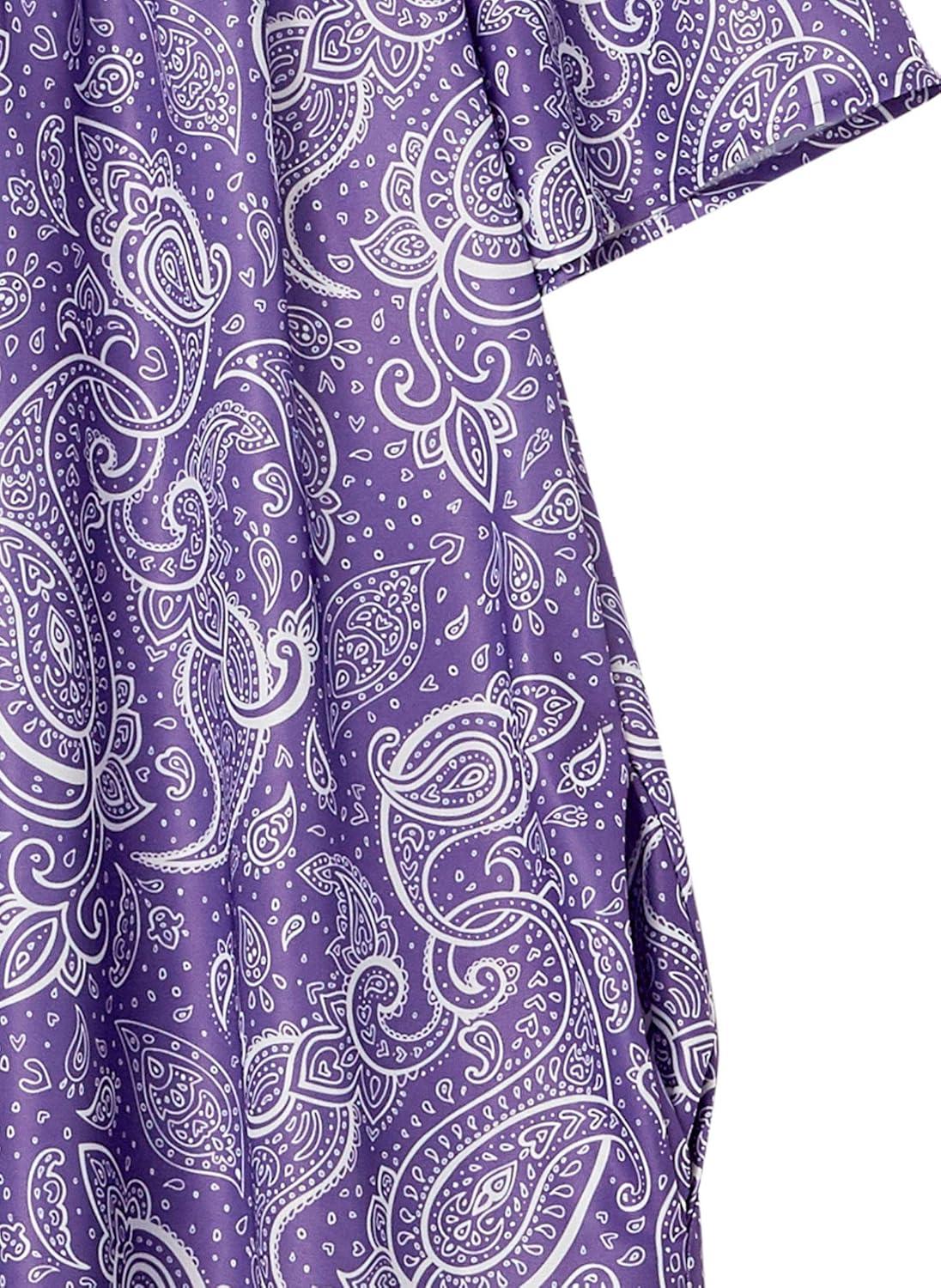 imageAmeriMark Casual Womens Patio Muumuu House Dress Loose Comfortable Short Sleeve Sun Dress Lounger Gown Sleepwear for LadiesIris Paisley