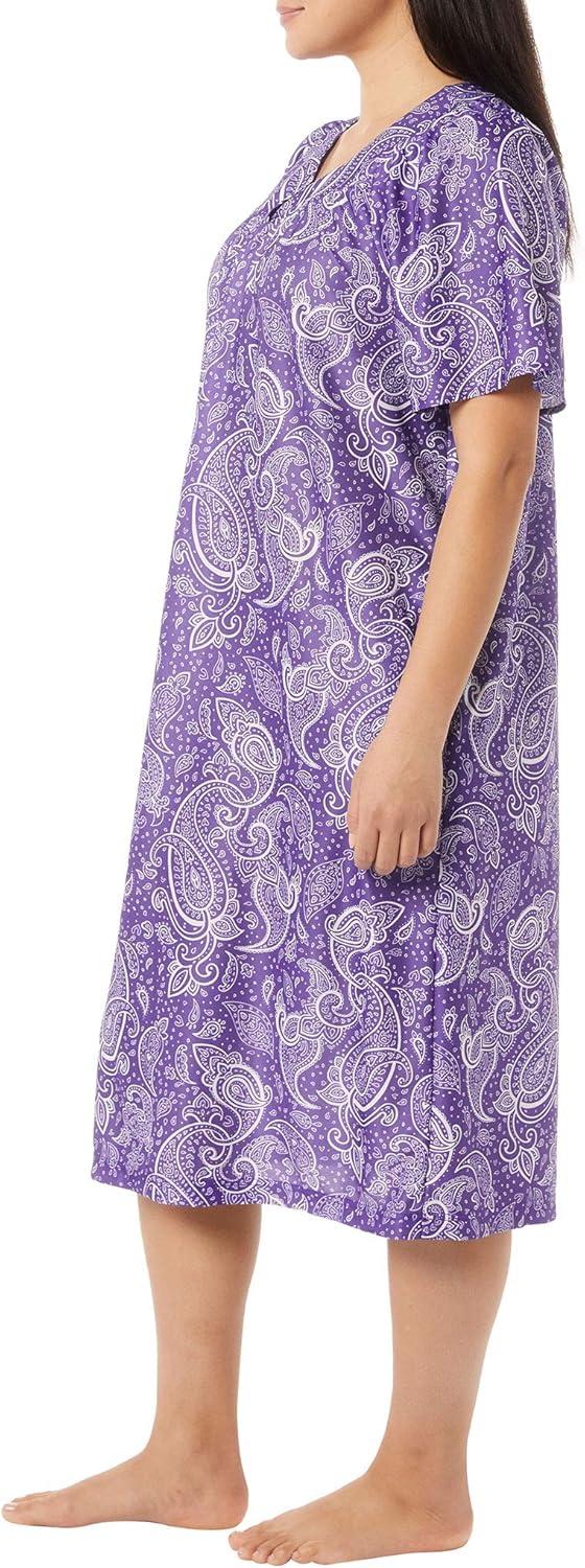 imageAmeriMark Casual Womens Patio Muumuu House Dress Loose Comfortable Short Sleeve Sun Dress Lounger Gown Sleepwear for LadiesIris Paisley