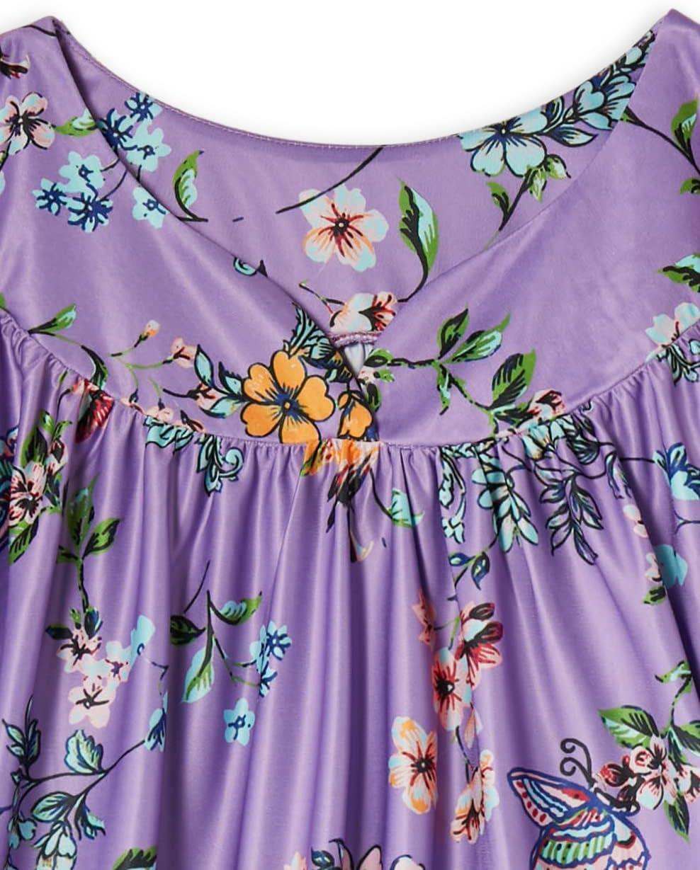 imageAmeriMark Casual Womens Patio Muumuu House Dress Loose Comfortable Short Sleeve Sun Dress Lounger Gown Sleepwear for LadiesLavender Bird