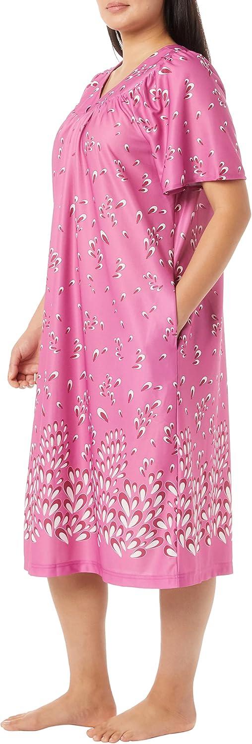 imageAmeriMark Casual Womens Patio Muumuu House Dress Loose Comfortable Short Sleeve Sun Dress Lounger Gown Sleepwear for LadiesMauve Petals