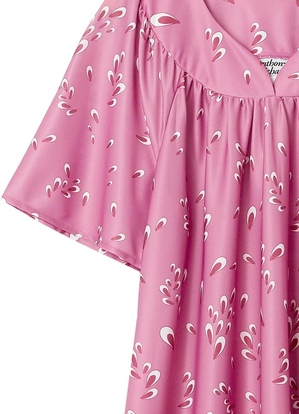 imageAmeriMark Casual Womens Patio Muumuu House Dress Loose Comfortable Short Sleeve Sun Dress Lounger Gown Sleepwear for LadiesMauve Petals