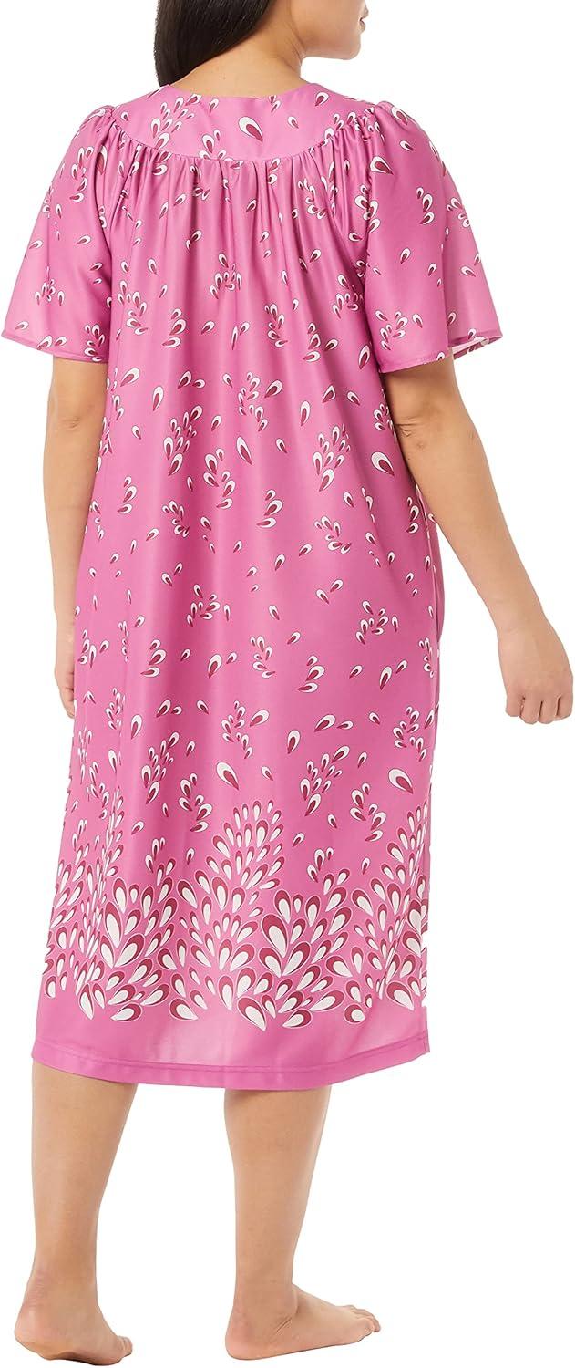 imageAmeriMark Casual Womens Patio Muumuu House Dress Loose Comfortable Short Sleeve Sun Dress Lounger Gown Sleepwear for LadiesMauve Petals