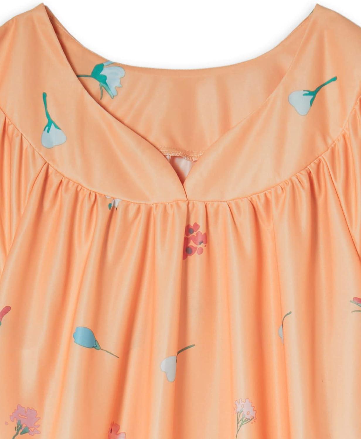 imageAmeriMark Casual Womens Patio Muumuu House Dress Loose Comfortable Short Sleeve Sun Dress Lounger Gown Sleepwear for LadiesMelon