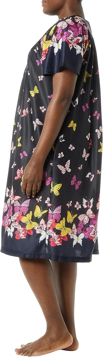 imageAmeriMark Casual Womens Patio Muumuu House Dress Loose Comfortable Short Sleeve Sun Dress Lounger Gown Sleepwear for LadiesMulti Buttrfly Bordr