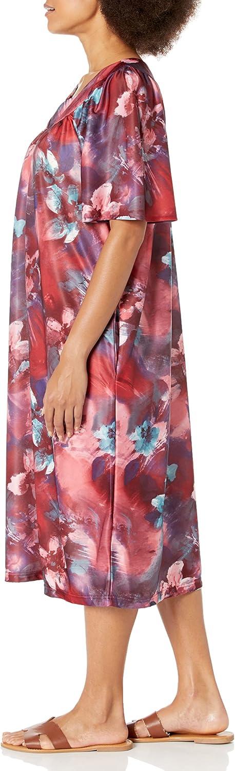 imageAmeriMark Casual Womens Patio Muumuu House Dress Loose Comfortable Short Sleeve Sun Dress Lounger Gown Sleepwear for LadiesMulti Paisley