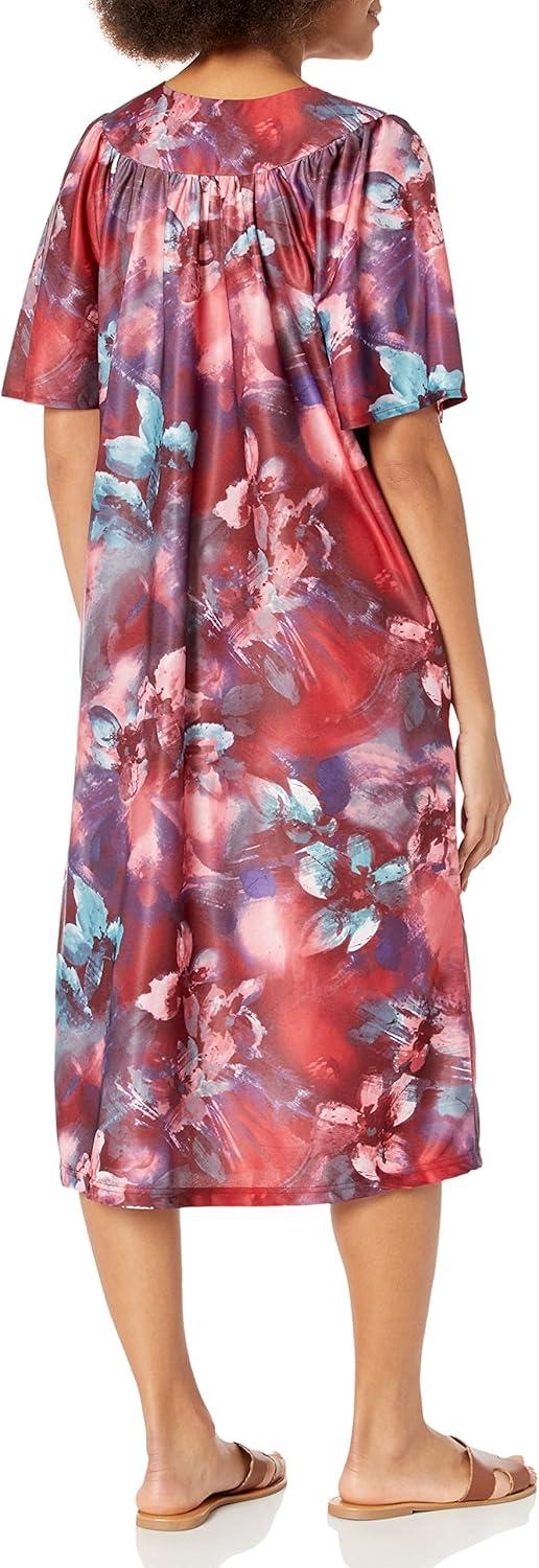 imageAmeriMark Casual Womens Patio Muumuu House Dress Loose Comfortable Short Sleeve Sun Dress Lounger Gown Sleepwear for LadiesMulti Paisley