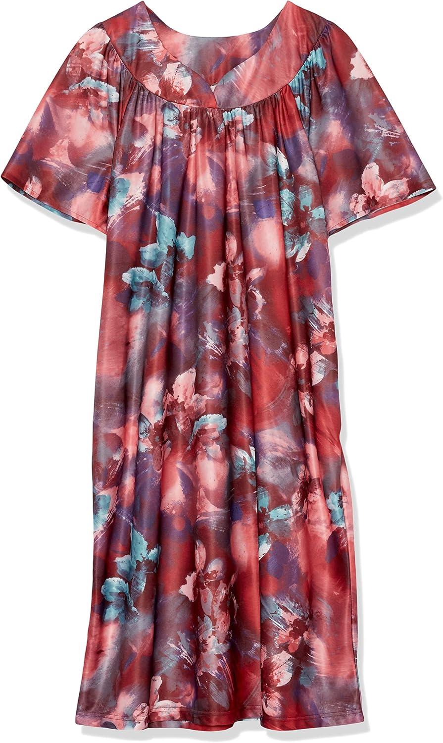 imageAmeriMark Casual Womens Patio Muumuu House Dress Loose Comfortable Short Sleeve Sun Dress Lounger Gown Sleepwear for LadiesMulti Paisley