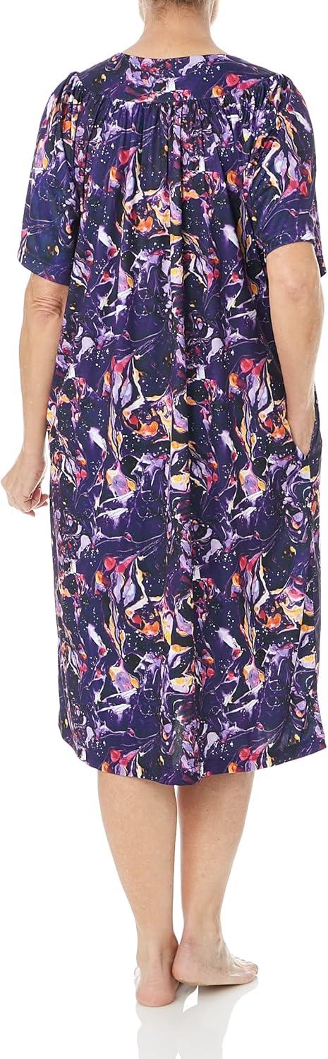 imageAmeriMark Casual Womens Patio Muumuu House Dress Loose Comfortable Short Sleeve Sun Dress Lounger Gown Sleepwear for LadiesPurple Marble