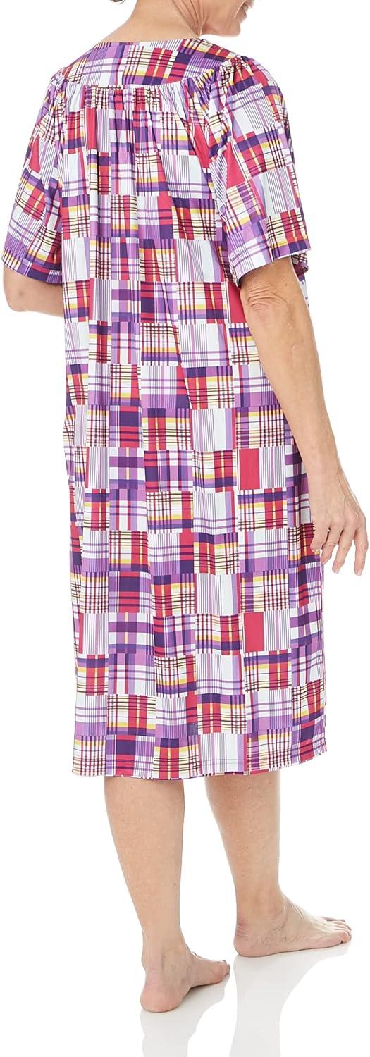 imageAmeriMark Casual Womens Patio Muumuu House Dress Loose Comfortable Short Sleeve Sun Dress Lounger Gown Sleepwear for LadiesPurple Patch