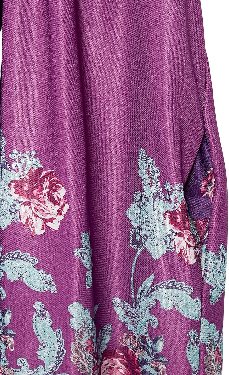 imageAmeriMark Casual Womens Patio Muumuu House Dress Loose Comfortable Short Sleeve Sun Dress Lounger Gown Sleepwear for LadiesPurple Teal Border