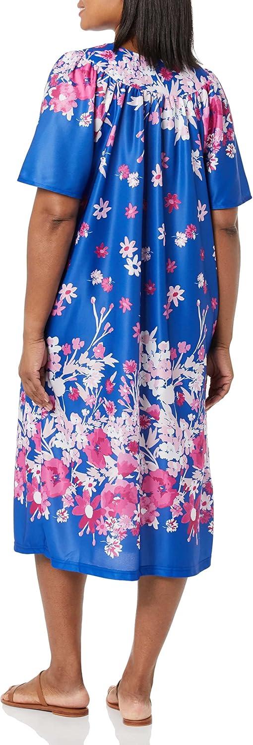 imageAmeriMark Casual Womens Patio Muumuu House Dress Loose Comfortable Short Sleeve Sun Dress Lounger Gown Sleepwear for LadiesRoyal Multi Floral