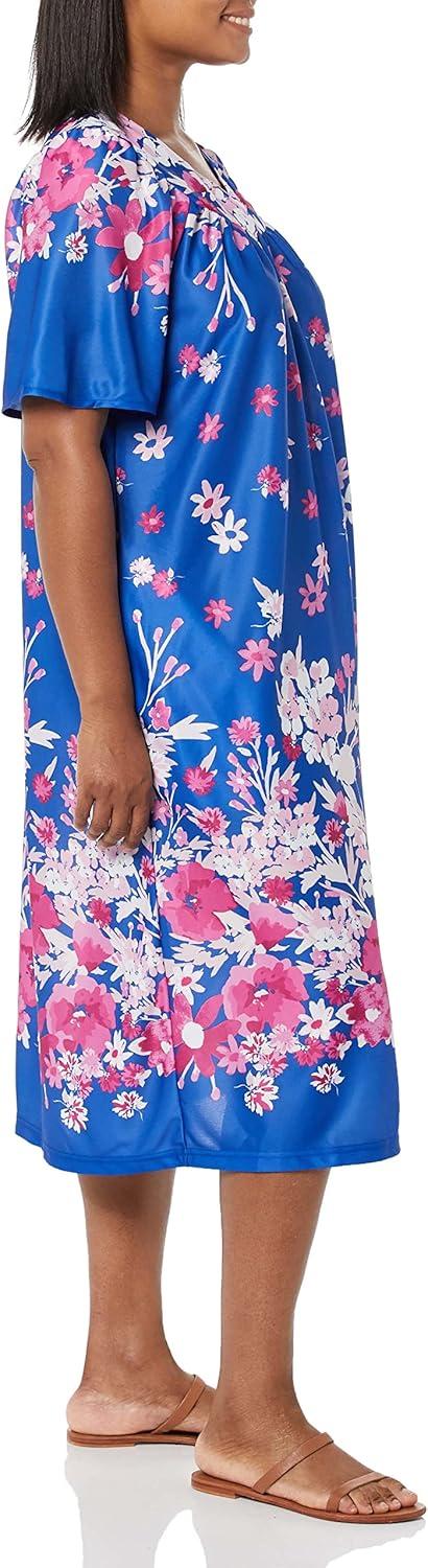 imageAmeriMark Casual Womens Patio Muumuu House Dress Loose Comfortable Short Sleeve Sun Dress Lounger Gown Sleepwear for LadiesRoyal Multi Floral