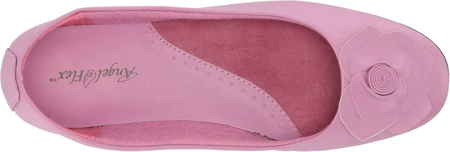 imageAmeriMark Classic Women SlipOn Rose Ballet Flat Ladies Comfortable NoSkid Arch Support Dress Shoe with Floral AccentsMauve