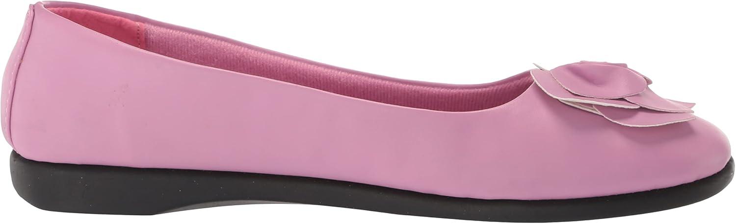 imageAmeriMark Classic Women SlipOn Rose Ballet Flat Ladies Comfortable NoSkid Arch Support Dress Shoe with Floral AccentsMauve