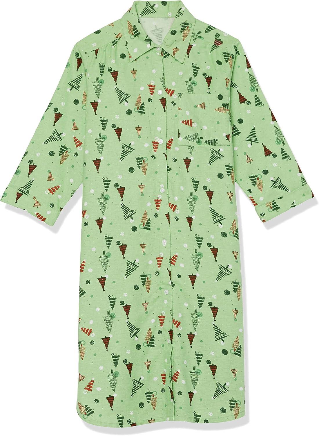 imageAmeriMark Flannel Nightshirt Button Down Sleepshirt Knit Nightgown for Women Plus SizeHoliday