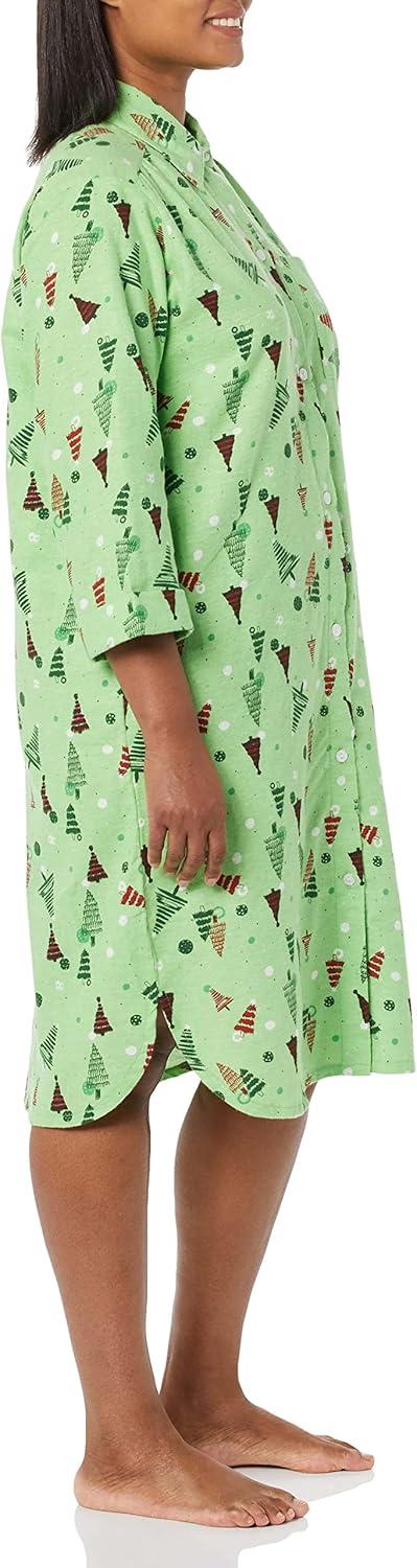 imageAmeriMark Flannel Nightshirt Button Down Sleepshirt Knit Nightgown for Women Plus SizeHoliday
