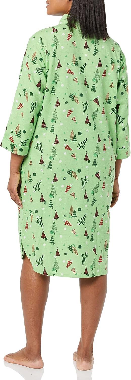 imageAmeriMark Flannel Nightshirt Button Down Sleepshirt Knit Nightgown for Women Plus SizeHoliday