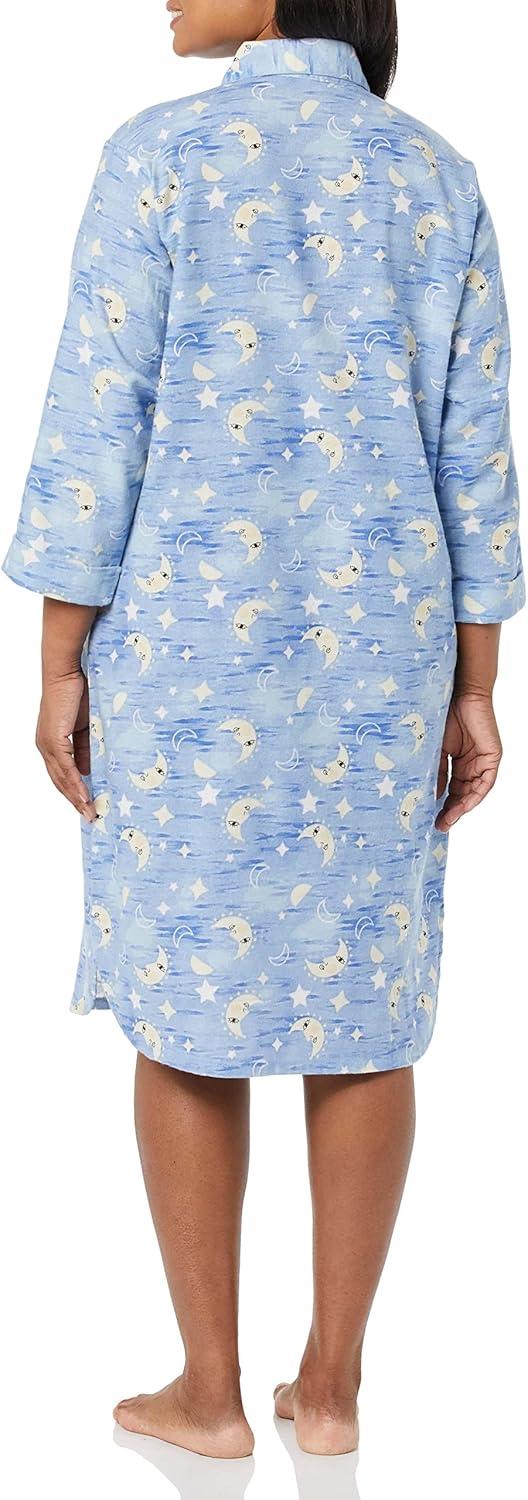imageAmeriMark Flannel Nightshirt Button Down Sleepshirt Knit Nightgown for Women Plus SizeMoonStars