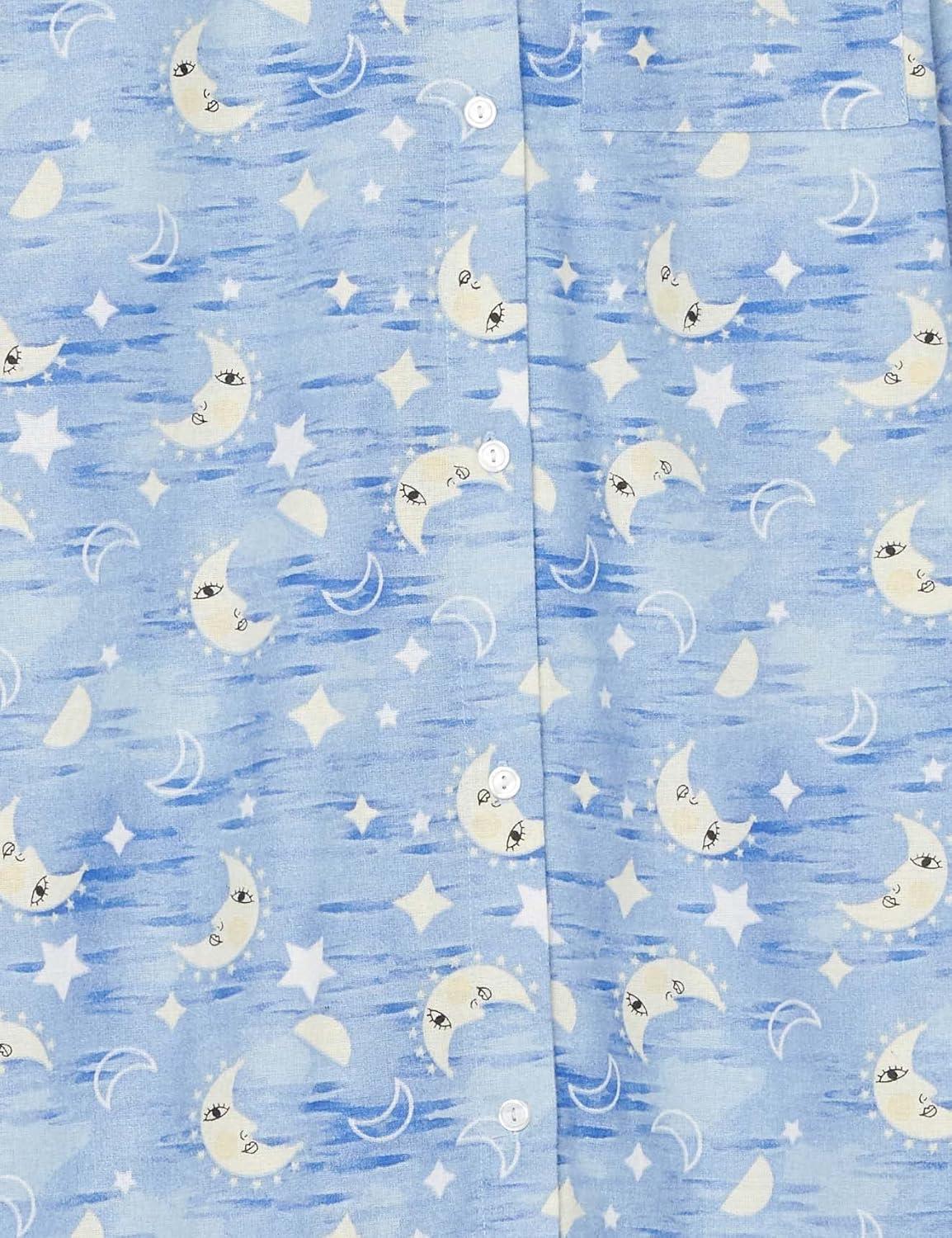 imageAmeriMark Flannel Nightshirt Button Down Sleepshirt Knit Nightgown for Women Plus SizeMoonStars