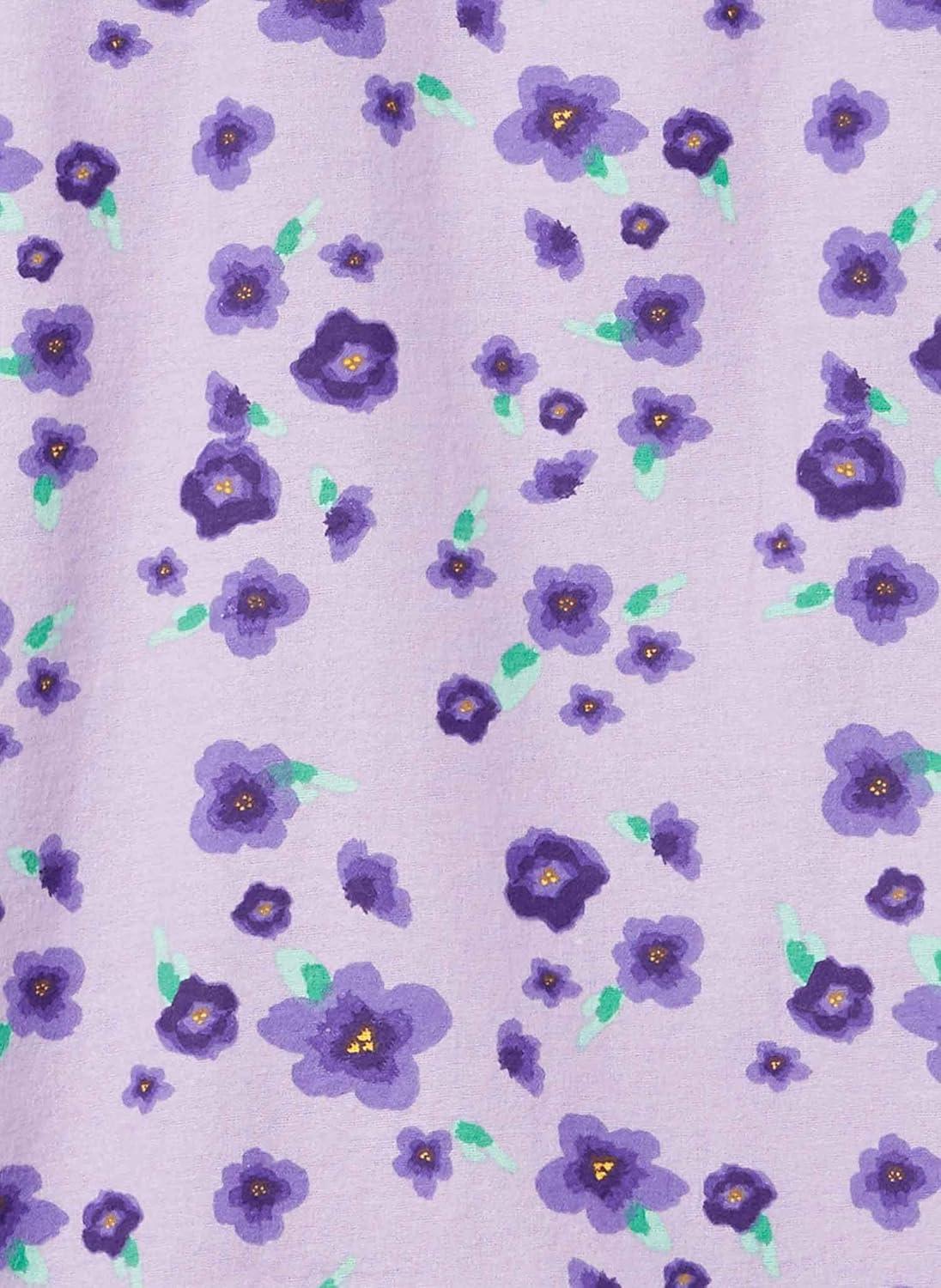 imageAmeriMark Flannel Nightshirt Button Down Sleepshirt Knit Nightgown for Women Plus SizePurple Floral