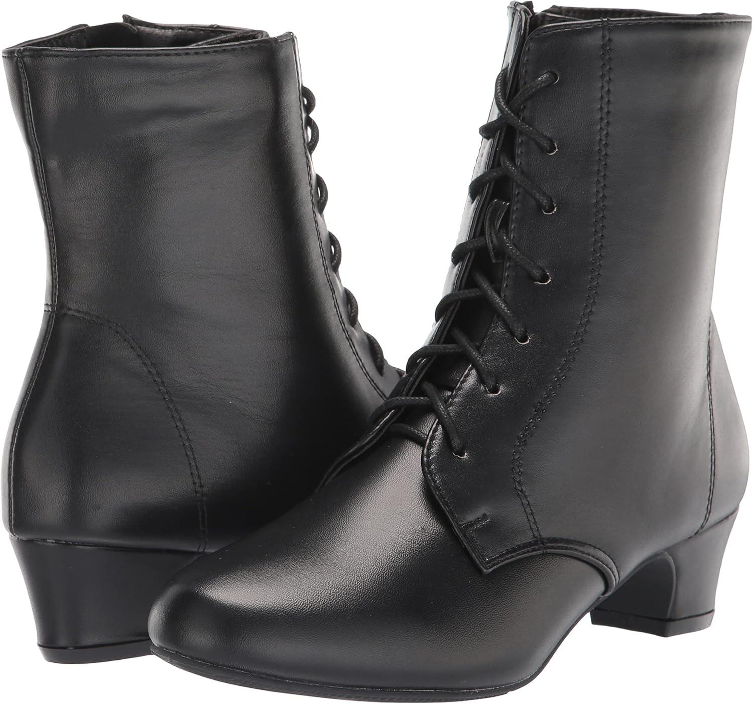 imageAmeriMark Jada Lace Up Ankle Boots Low Heeled Boots for WomenBlack