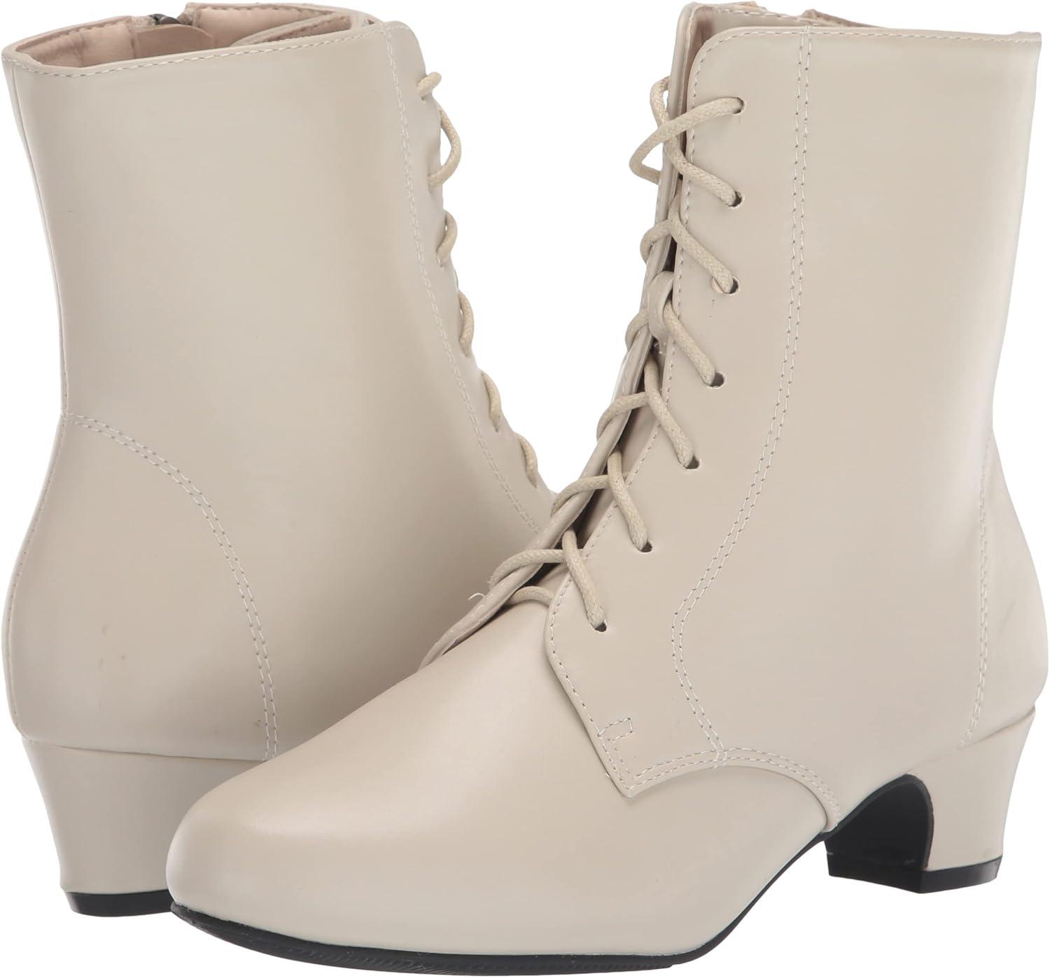 imageAmeriMark Jada Lace Up Ankle Boots Low Heeled Boots for WomenWinter White