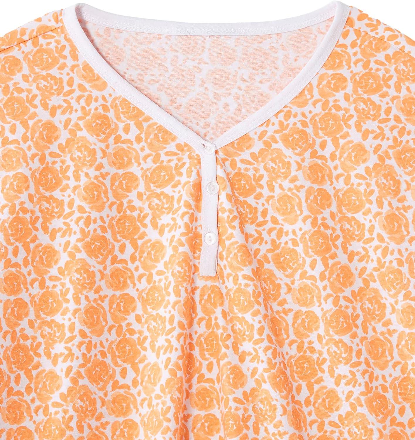 imageAmeriMark Print Knit PJ Sleepwear Two Piece Pajama Short Set for WomenCantaloupe