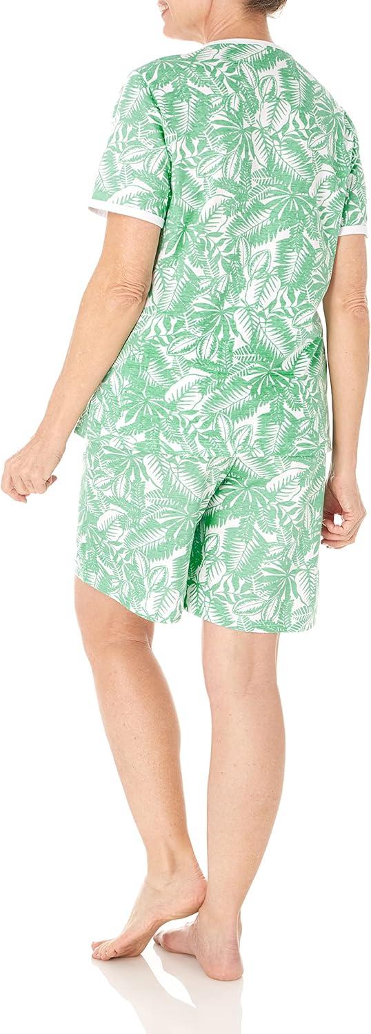 imageAmeriMark Print Knit PJ Sleepwear Two Piece Pajama Short Set for WomenClover