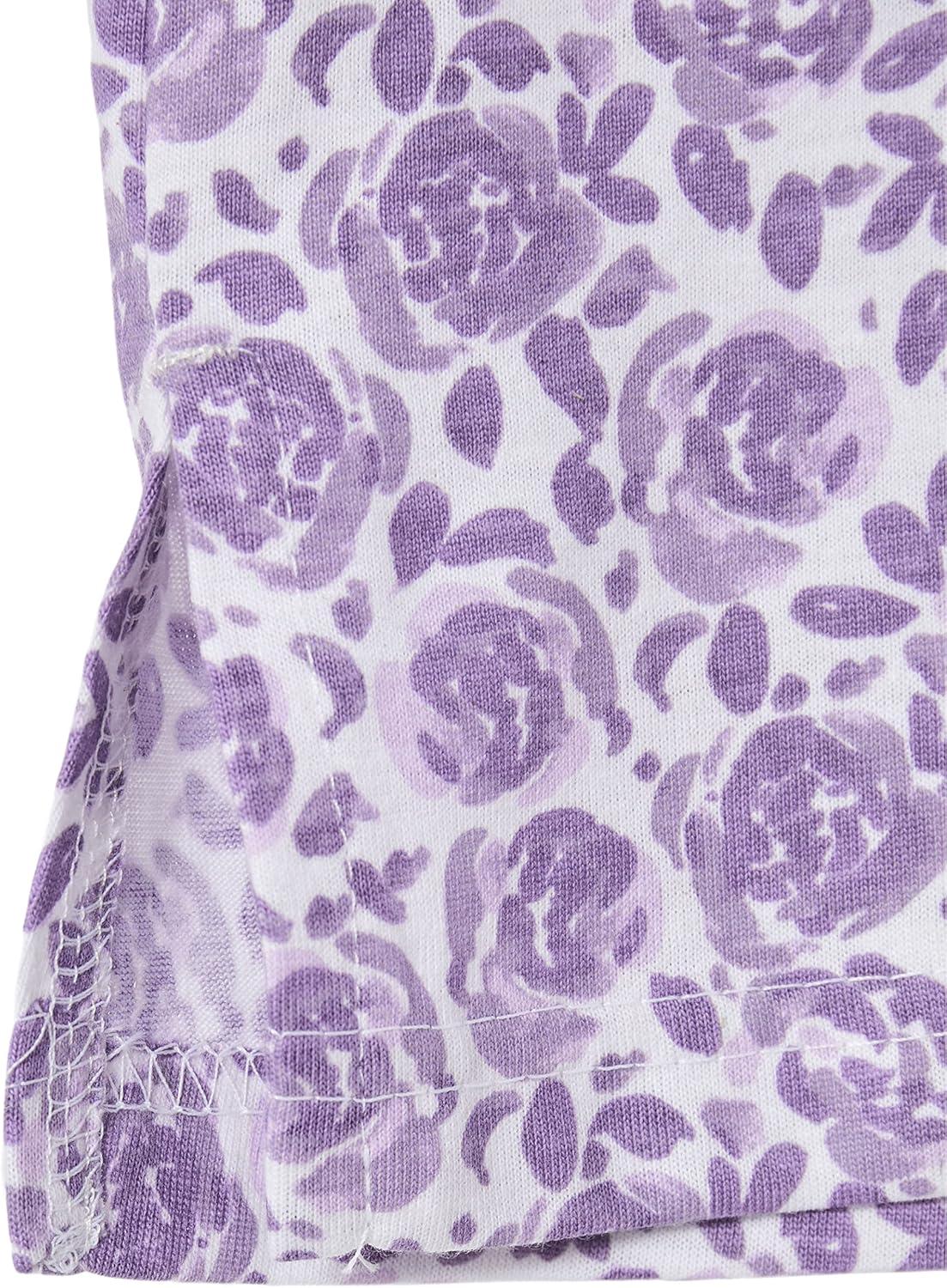 imageAmeriMark Print Knit PJ Sleepwear Two Piece Pajama Short Set for WomenHyacinth Print