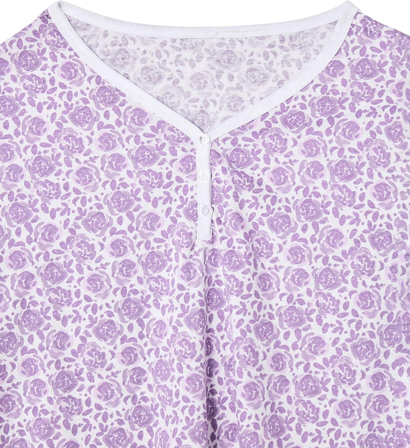 imageAmeriMark Print Knit PJ Sleepwear Two Piece Pajama Short Set for WomenHyacinth Print