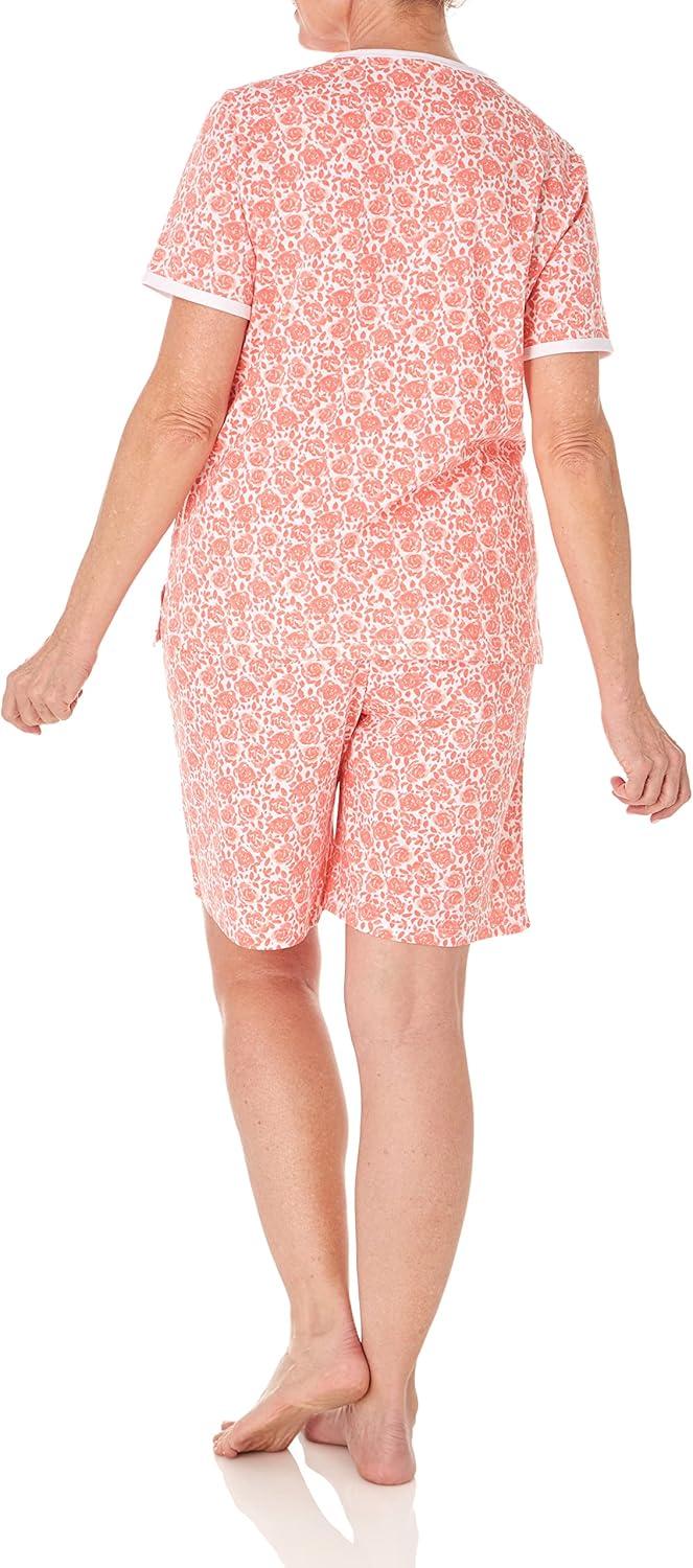 imageAmeriMark Print Knit PJ Sleepwear Two Piece Pajama Short Set for WomenRosette