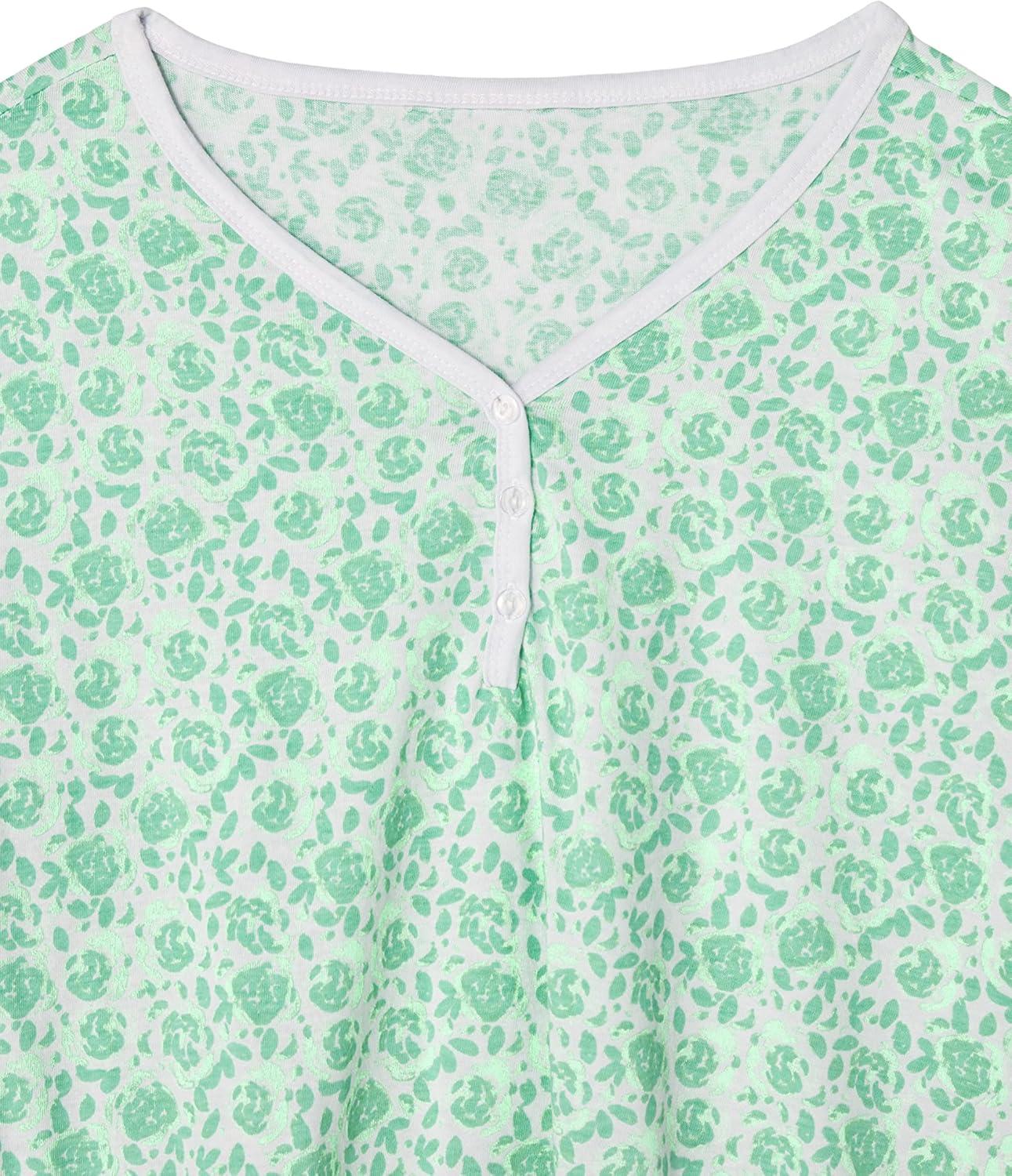 imageAmeriMark Print Knit PJ Sleepwear Two Piece Pajama Short Set for WomenSeafoam