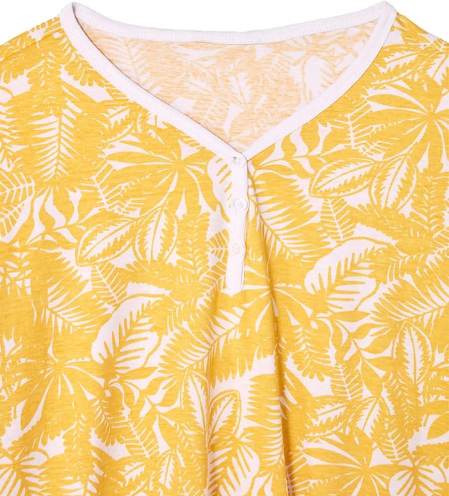 imageAmeriMark Print Knit PJ Sleepwear Two Piece Pajama Short Set for WomenYellow