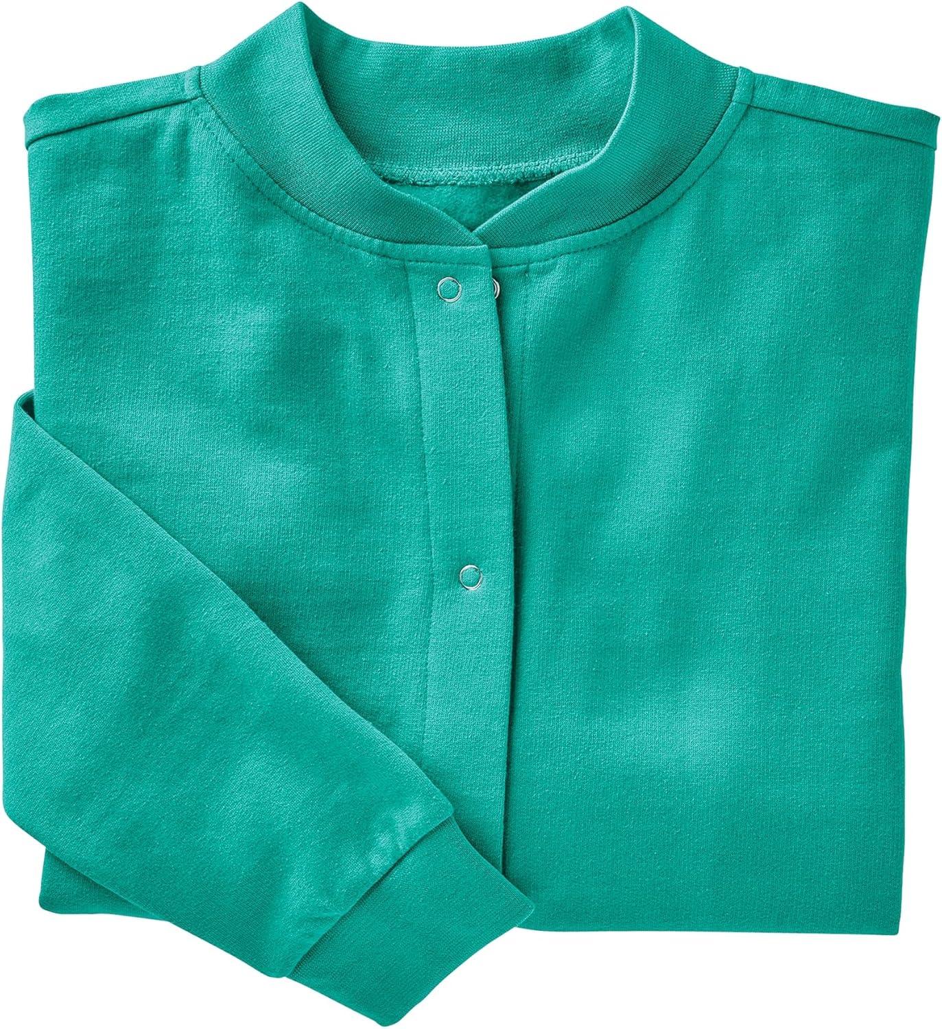 imageAmeriMark Women Fleece Snap Button Cardigan Sweatshirt Coat Ladies Soft Lightweight Warm Long Sleeve Jacket with PocketsCapri Green