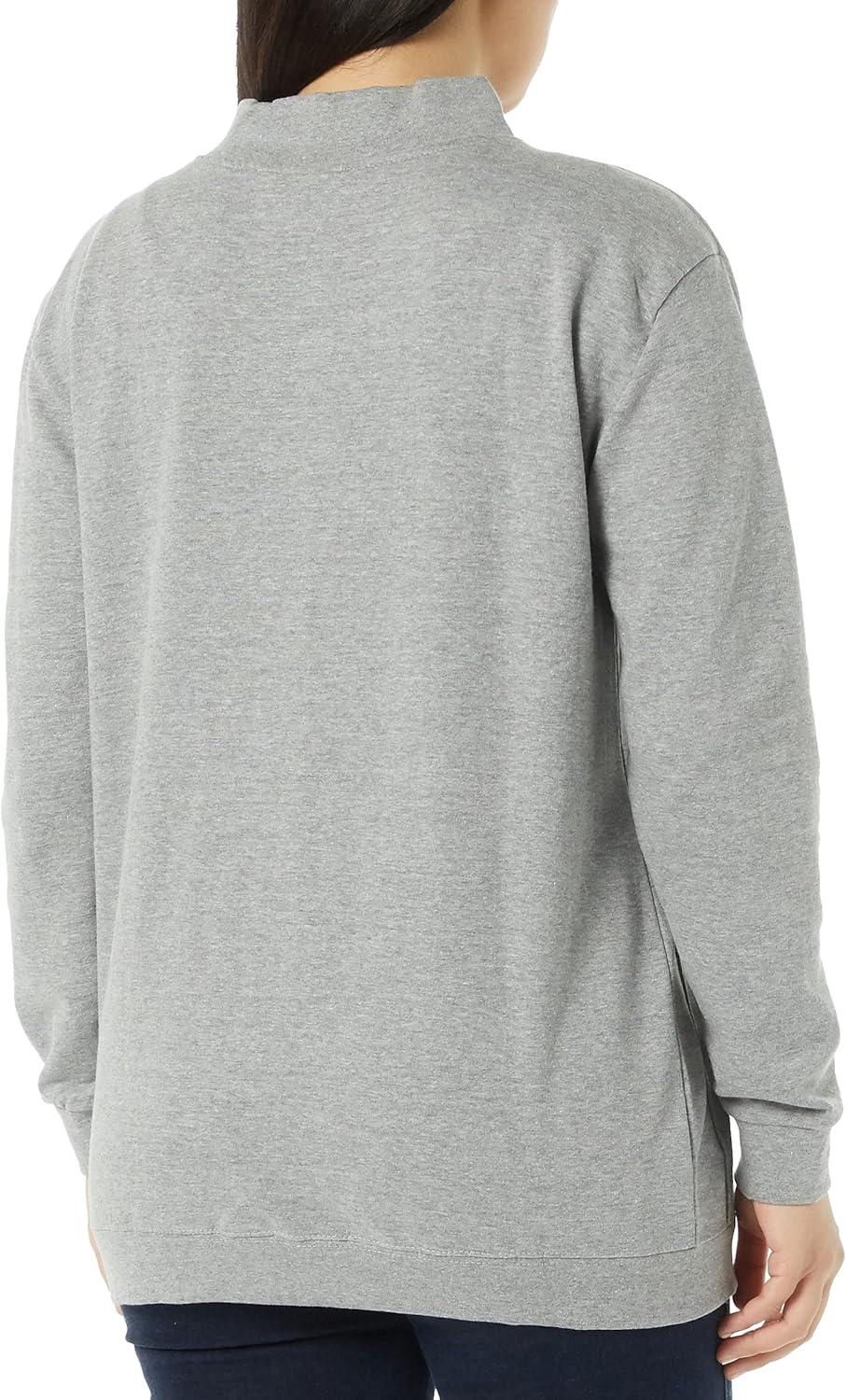 imageAmeriMark Women Fleece Snap Button Cardigan Sweatshirt Coat Ladies Soft Lightweight Warm Long Sleeve Jacket with PocketsHeather Gray