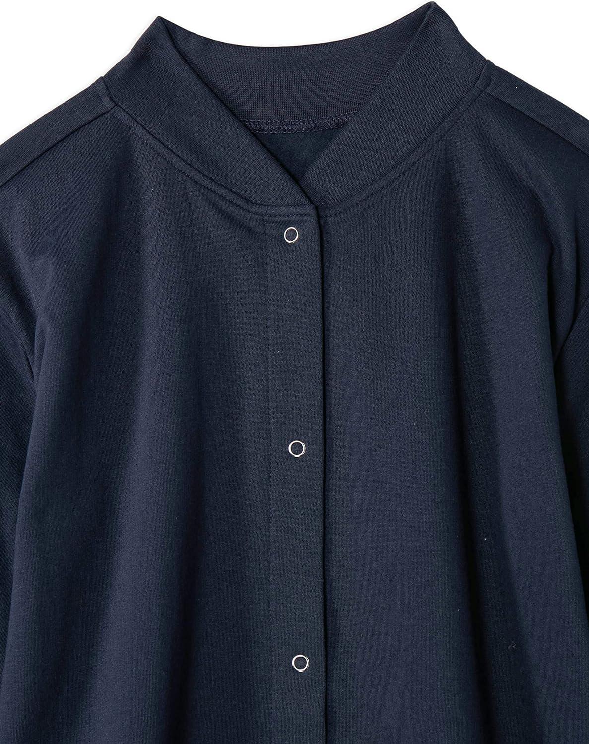 imageAmeriMark Women Fleece Snap Button Cardigan Sweatshirt Coat Ladies Soft Lightweight Warm Long Sleeve Jacket with PocketsNavy