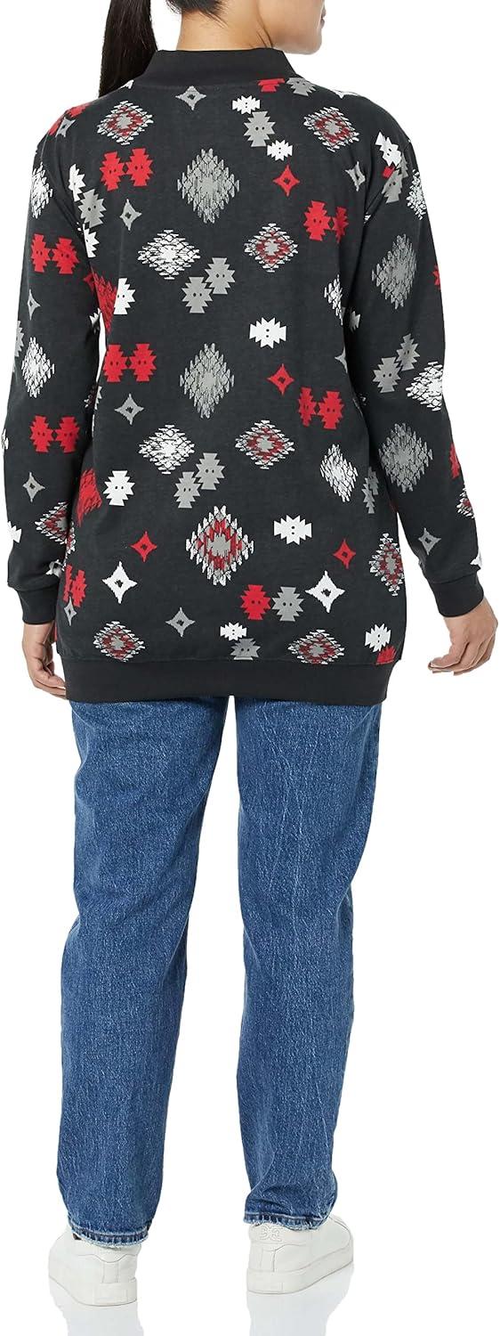 imageAmeriMark Women Fleece Snap Button Cardigan Sweatshirt Coat Ladies Soft Lightweight Warm Long Sleeve Jacket with PocketsPrinted