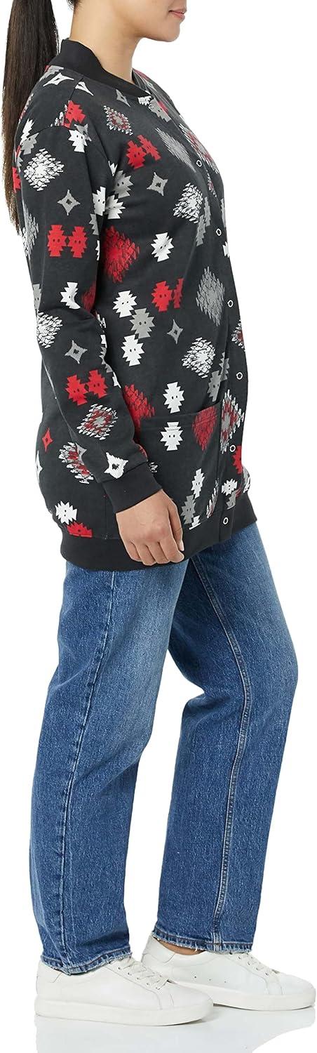 imageAmeriMark Women Fleece Snap Button Cardigan Sweatshirt Coat Ladies Soft Lightweight Warm Long Sleeve Jacket with PocketsPrinted