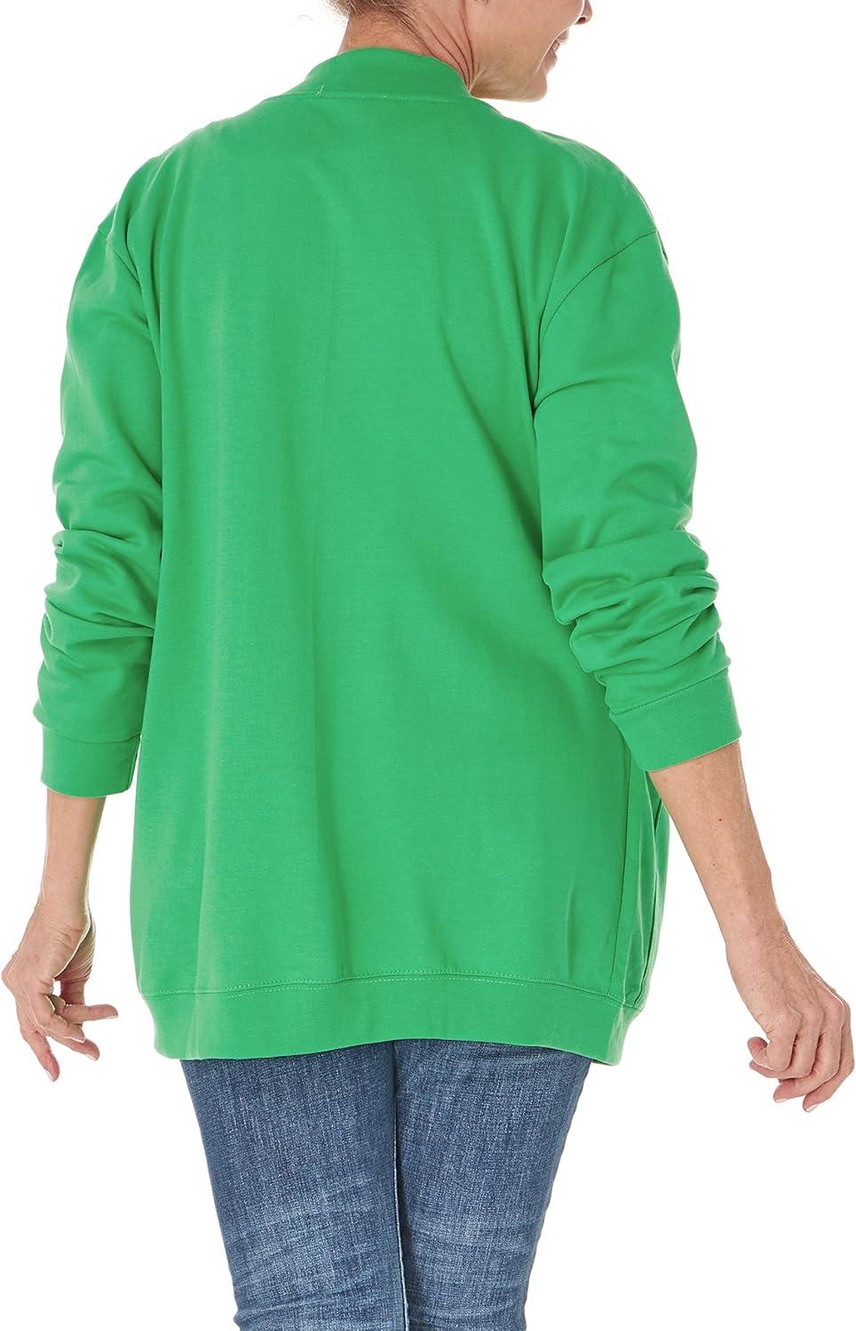imageAmeriMark Women Fleece Snap Button Cardigan Sweatshirt Coat Ladies Soft Lightweight Warm Long Sleeve Jacket with PocketsTropical Green