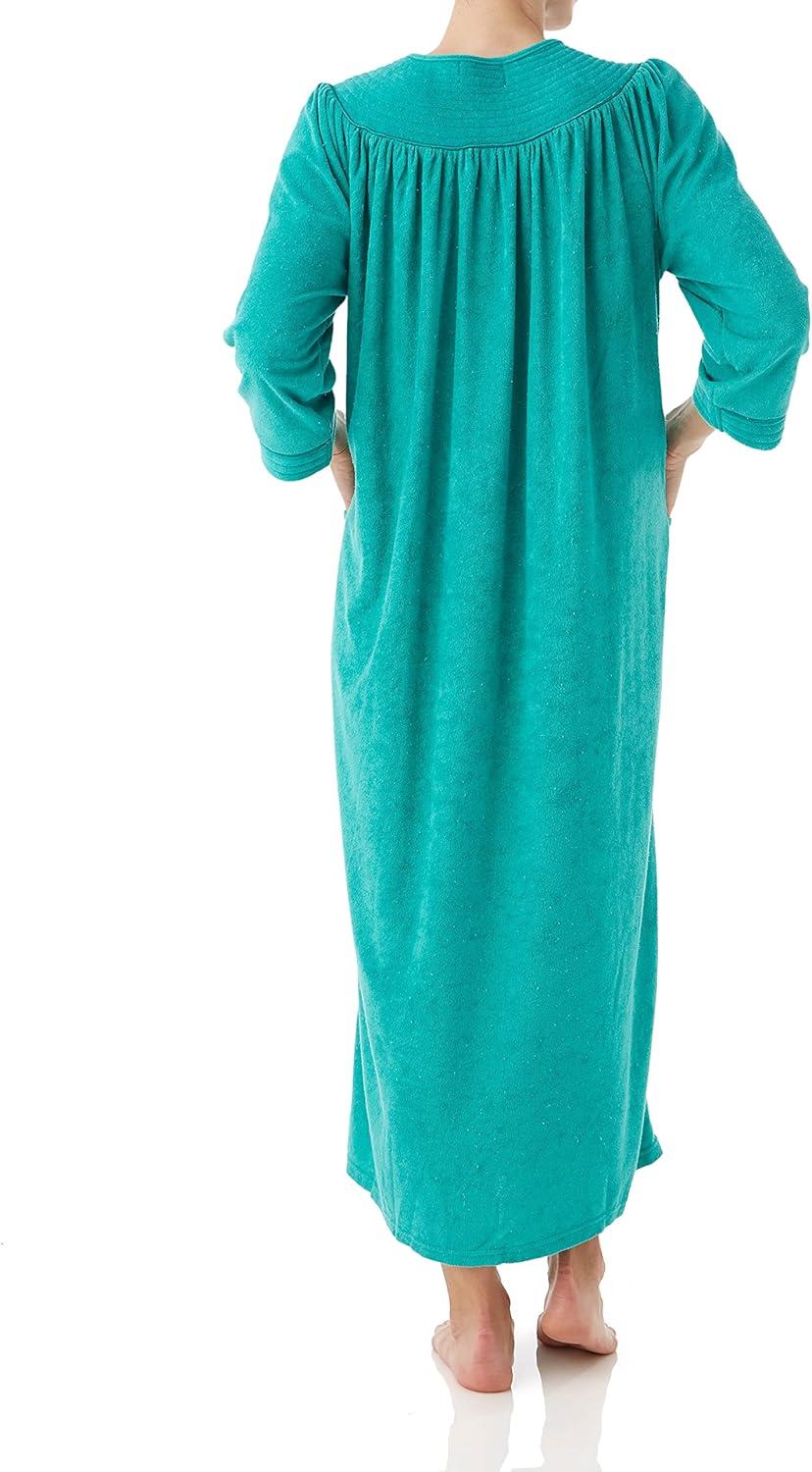 imageAmeriMark Women FullLength Snap Front Terrycloth Long Bathrobe Loose Absorbent FullCoverage Plush Long Ankle Bath RobeTropical