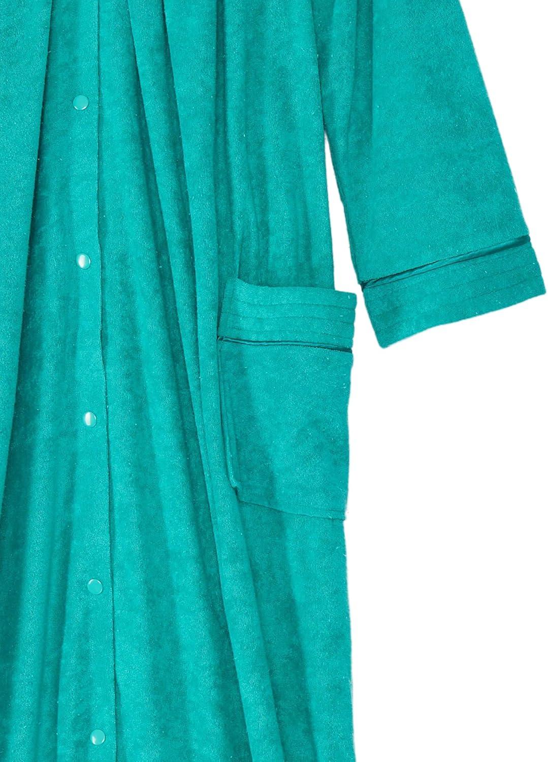 imageAmeriMark Women FullLength Snap Front Terrycloth Long Bathrobe Loose Absorbent FullCoverage Plush Long Ankle Bath RobeTropical